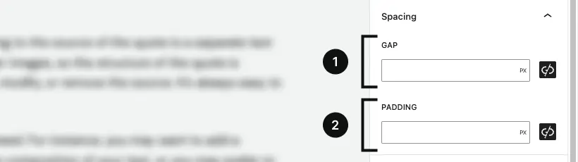 The grid spacing options for columns
