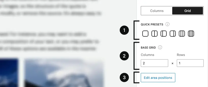 The grid mode controls