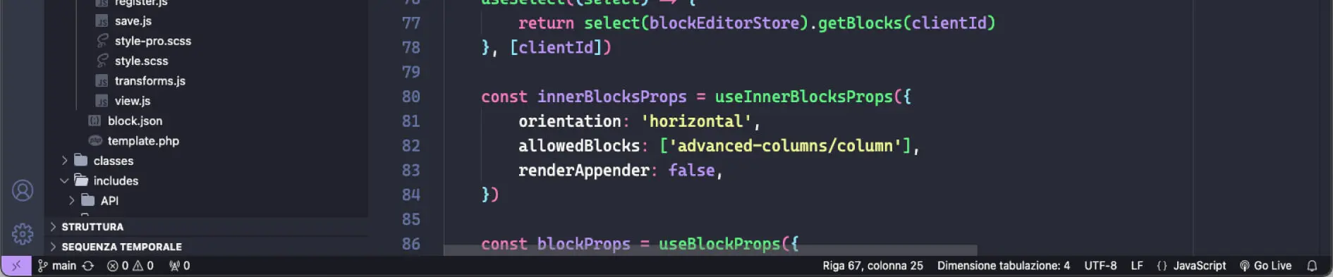 Screenshot of a code editor
