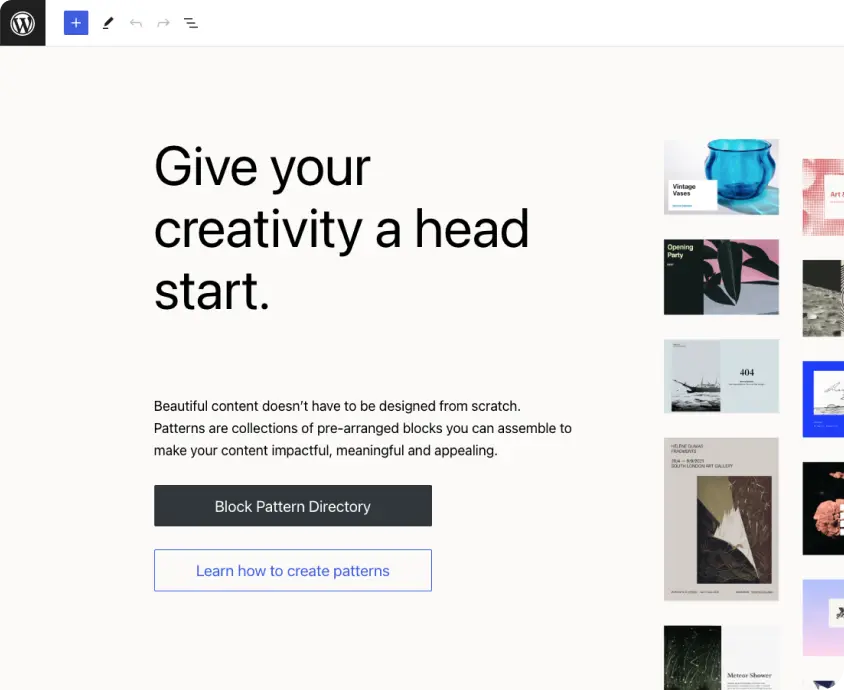 WordPress block editor interface