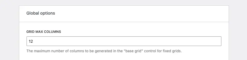 The global options panel