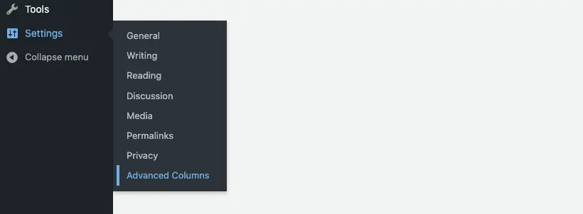 The global options panel