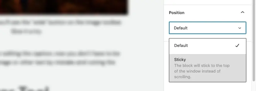 WordPress sticky options